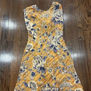 Anthropologie tie back Yellow Floral Sleeveless Dress